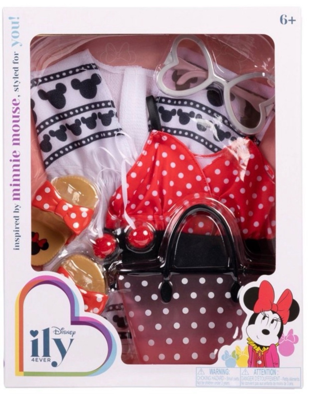 Disney Minnie Mouse Red White Polka Dot Dress-Up Set with Black Accents